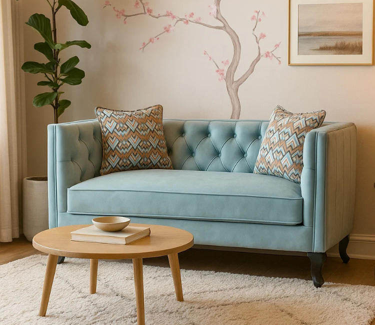 Cario Light Blue 2-Seater Sofa